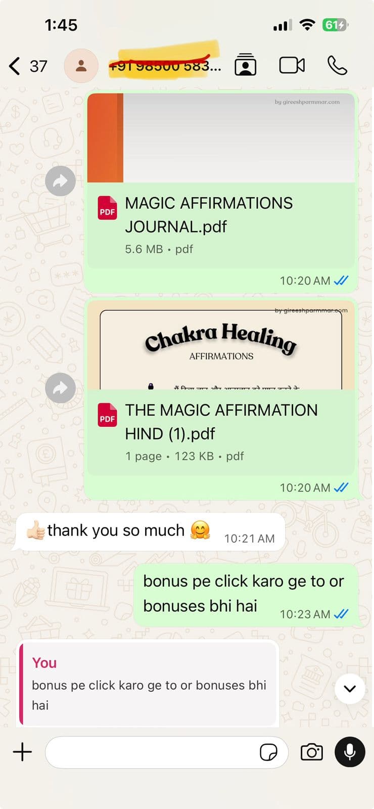 WhatsApp message from the community 3
